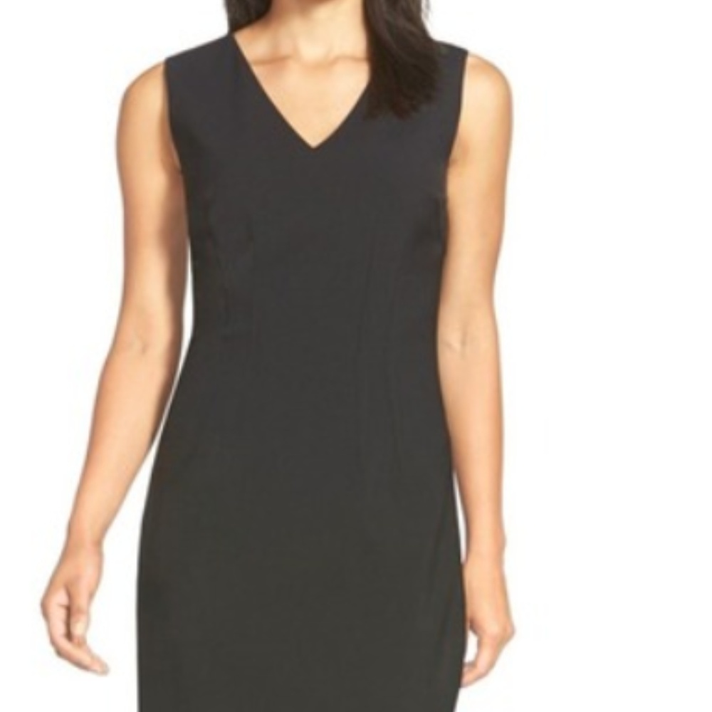 Black Tahari V-neck Sheath Dress